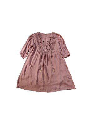 Indigo Rose Womens Mauve Textured 3/4 Sleeve Dress 2X Relaxed fit  Lightweight
